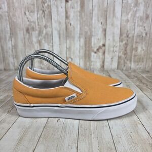 Vans Slip-On Sneakers Casual Everyday‎ Shoes Orange Canvas Women's Size 7.5